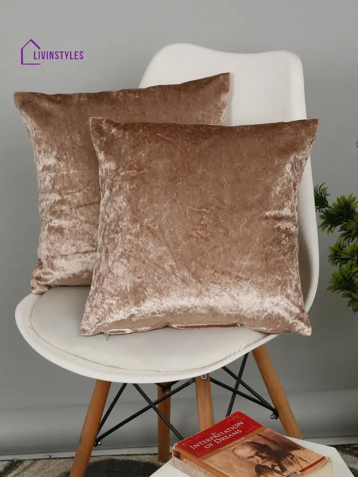 Eyda Gold Velvet Solid Cushion Cover Set Of 2