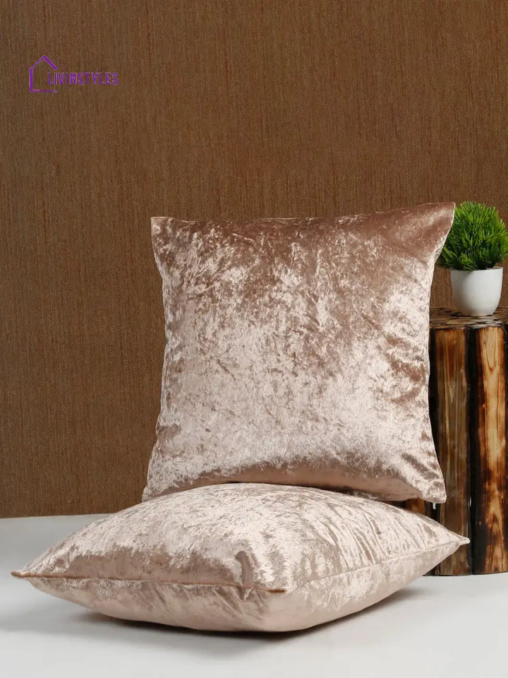Eyda Gold Velvet Solid Cushion Cover Set Of 2