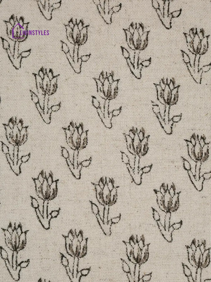 Eyda Gray Cotton Hand Block Cushion Cover Set Of 2