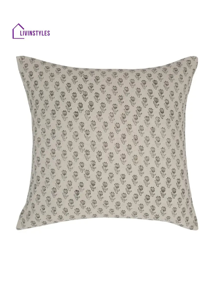 Eyda Gray Cotton Hand Block Cushion Cover Set Of 2