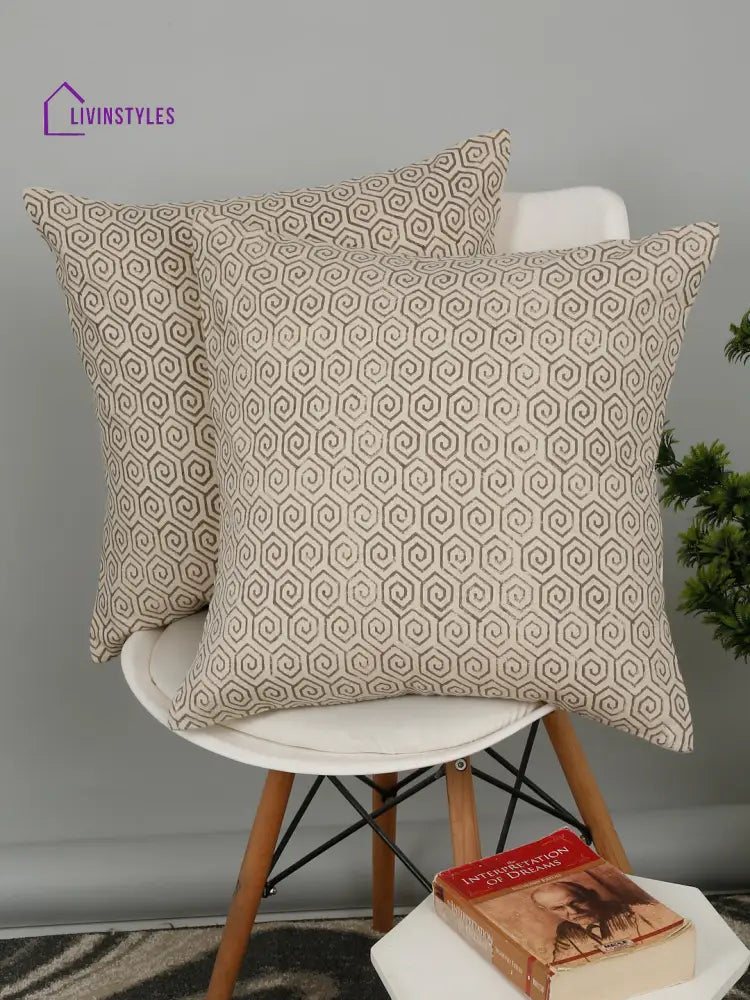 Eyda Gray Cotton Hand Block Cushion Cover Set Of 2