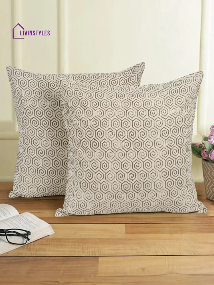 Eyda Gray Cotton Hand Block Cushion Cover Set Of 2