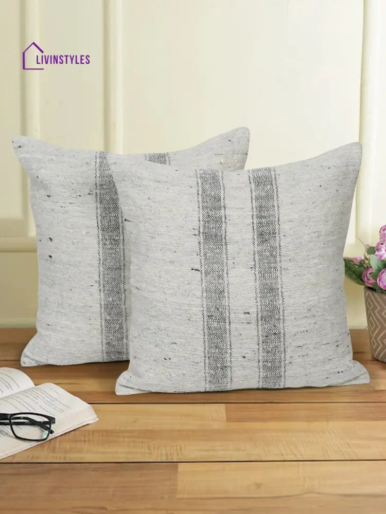 Eyda Gray Wool Hand Woven Cushion Cover Set Of 2