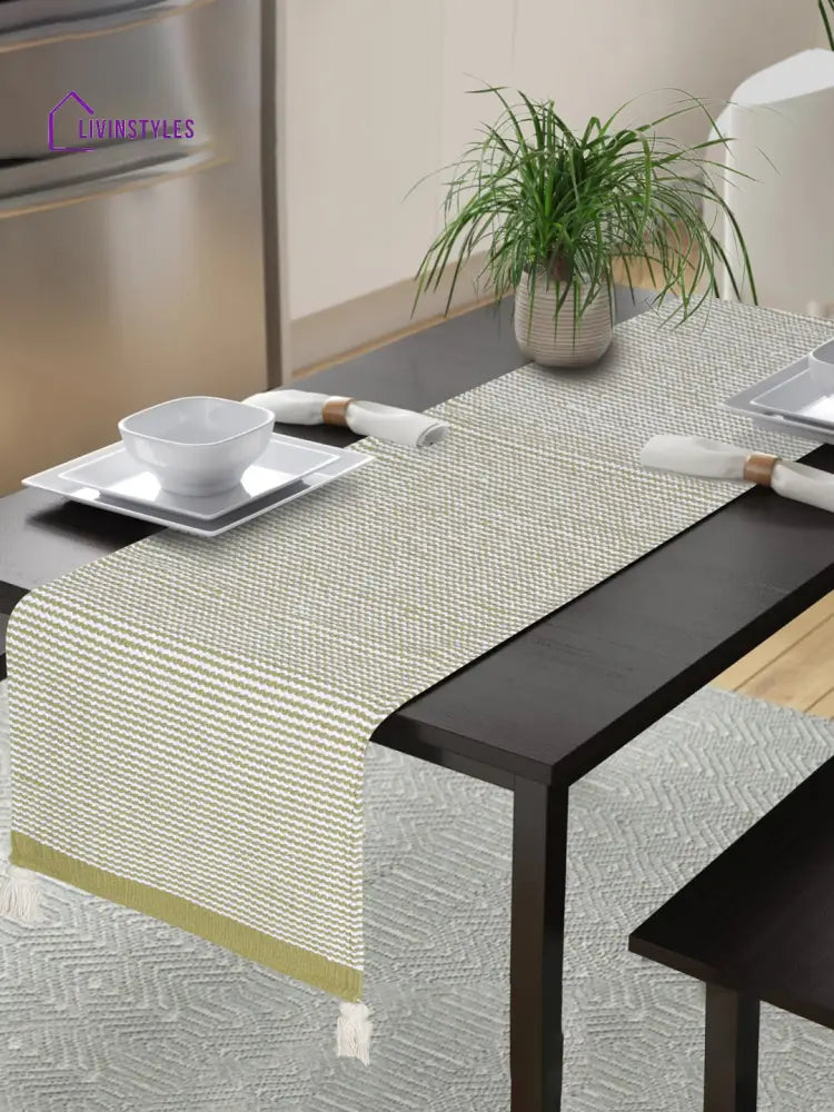 Eyda Green Color Cotton Table Runner