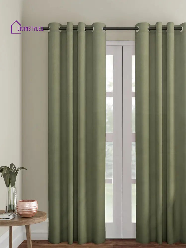 Eyda Green Color Premium Semi Blackout Long Door Curtain- 1 Pc
