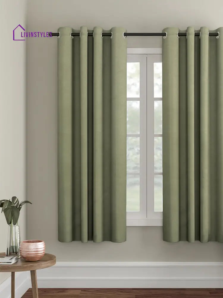Eyda Green Color Premium Semi Blackout Window Curtain- 1 Pc