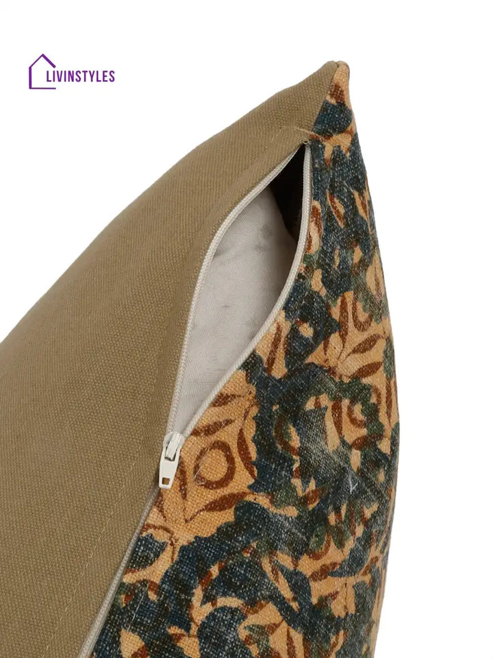 Eyda Green Cotton Floral Print Cushion Cover Set Of 2