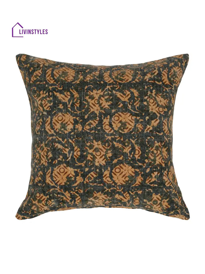 Eyda Green Cotton Floral Print Cushion Cover Set Of 2