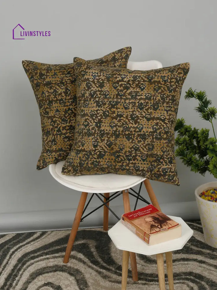Eyda Green Cotton Printed Cushion Cover Set Of 2