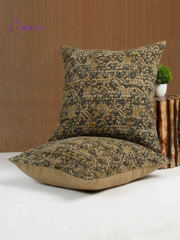 Eyda Green Cotton Printed Cushion Cover Set Of 2