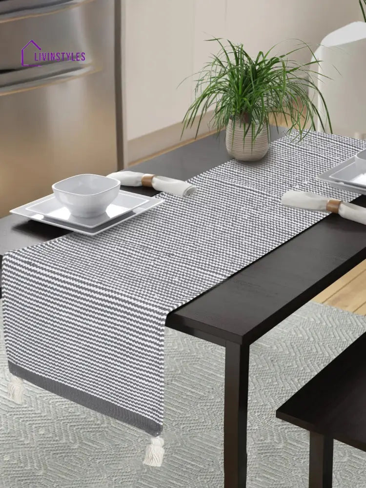 Eyda Grey Color Cotton Table Runner