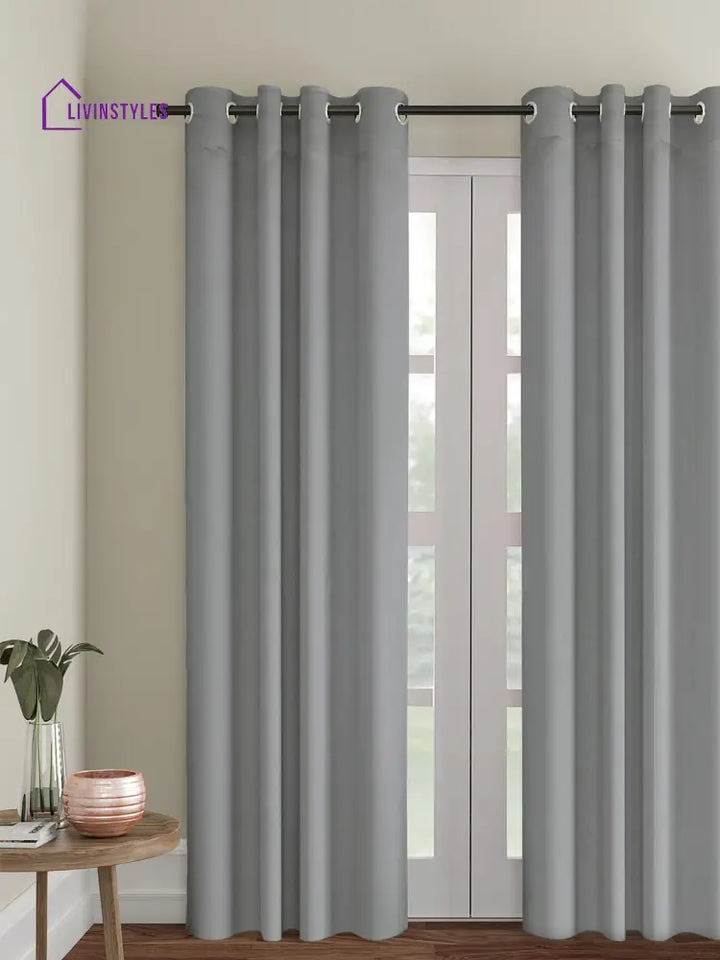 Eyda Grey Color Premium Semi Blackout Long Door Curtain- 1 Pc