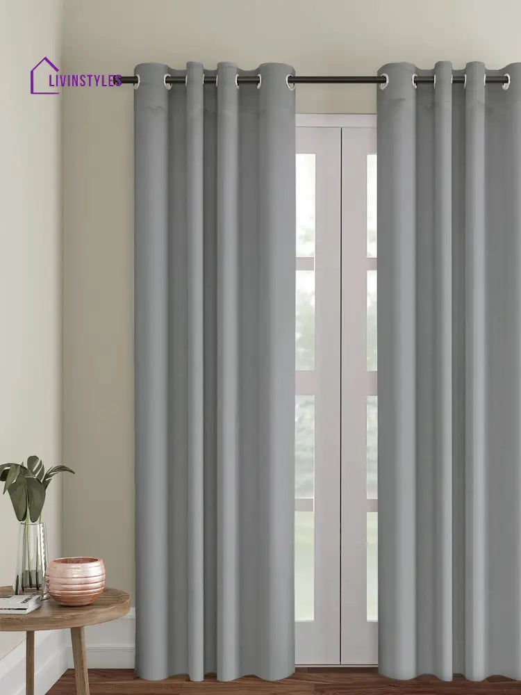 Eyda Grey Color Premium Semi Blackout Long Door Curtain- 1 Pc