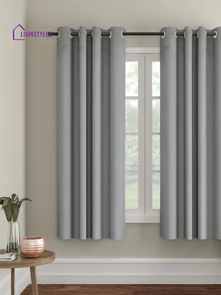 Eyda Grey Color Premium Semi Blackout Window Curtain- 1 Pc