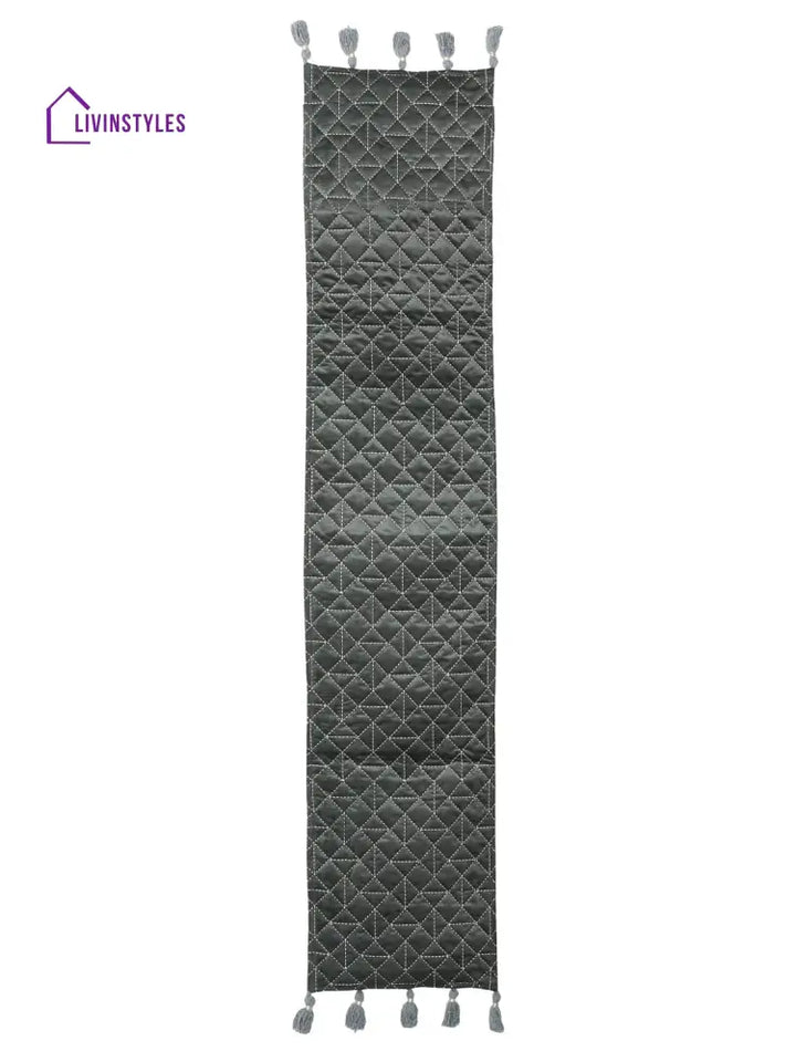 Eyda Grey Color Quilted Table Runner