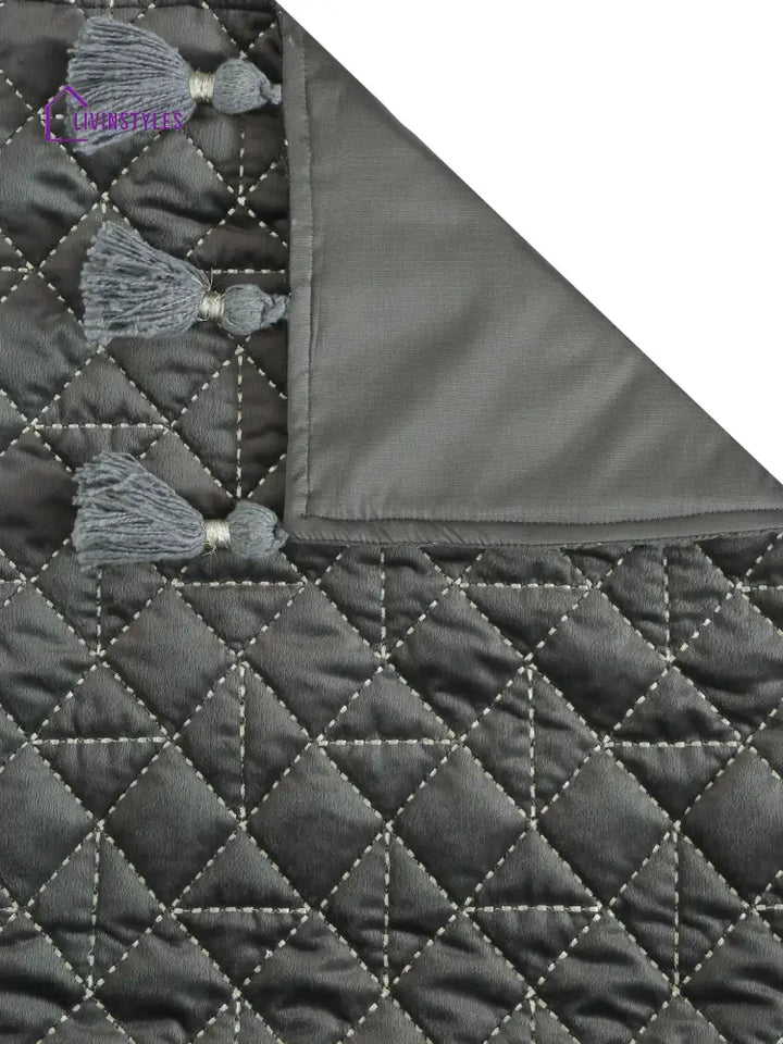 Eyda Grey Color Quilted Table Runner