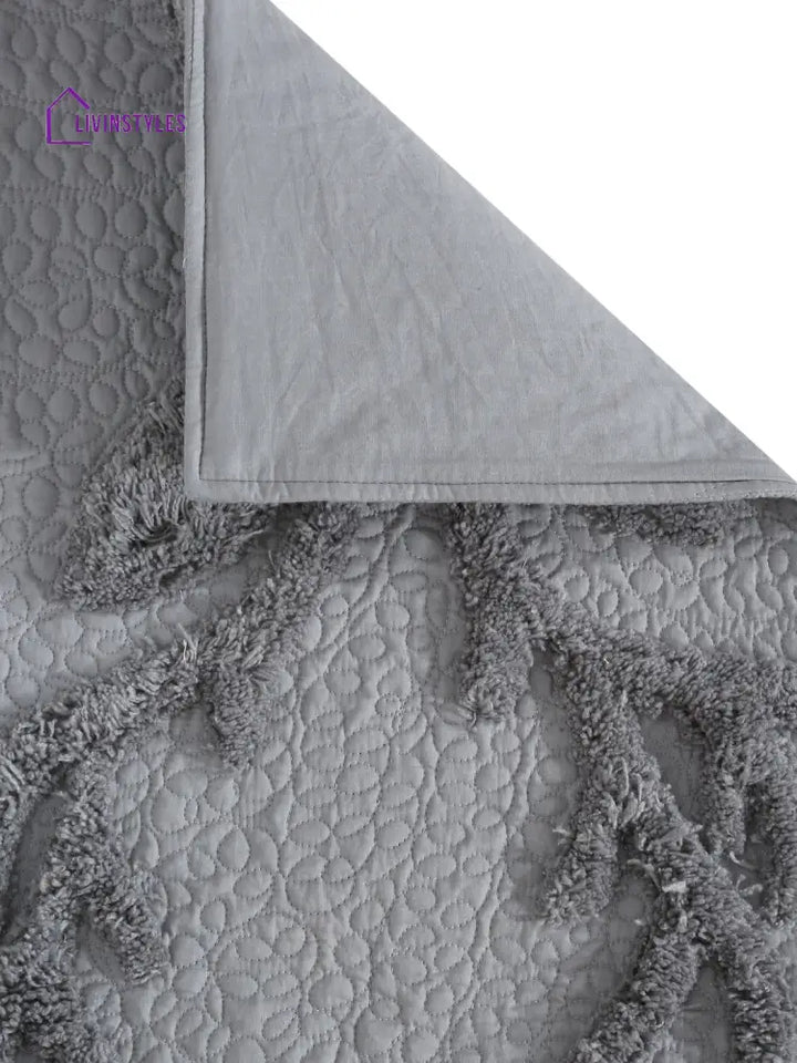 Eyda Grey Colored Cotton Tufted Table Runner