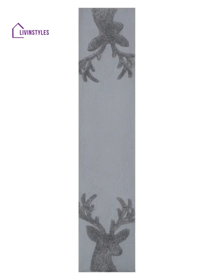 Eyda Grey Colored Cotton Tufted Table Runner