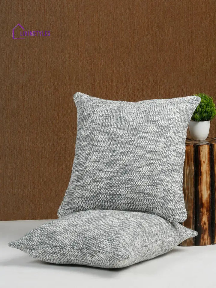 Eyda Grey Cotton Solid Cushion Cover Set Of 2