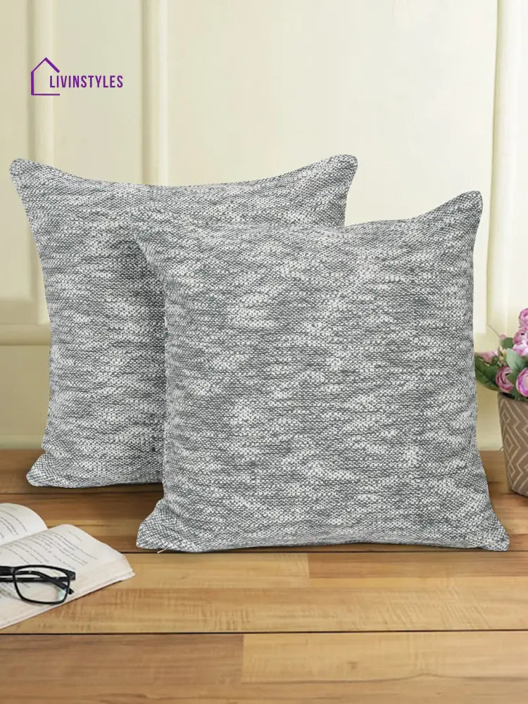 Eyda Grey Cotton Solid Cushion Cover Set Of 2