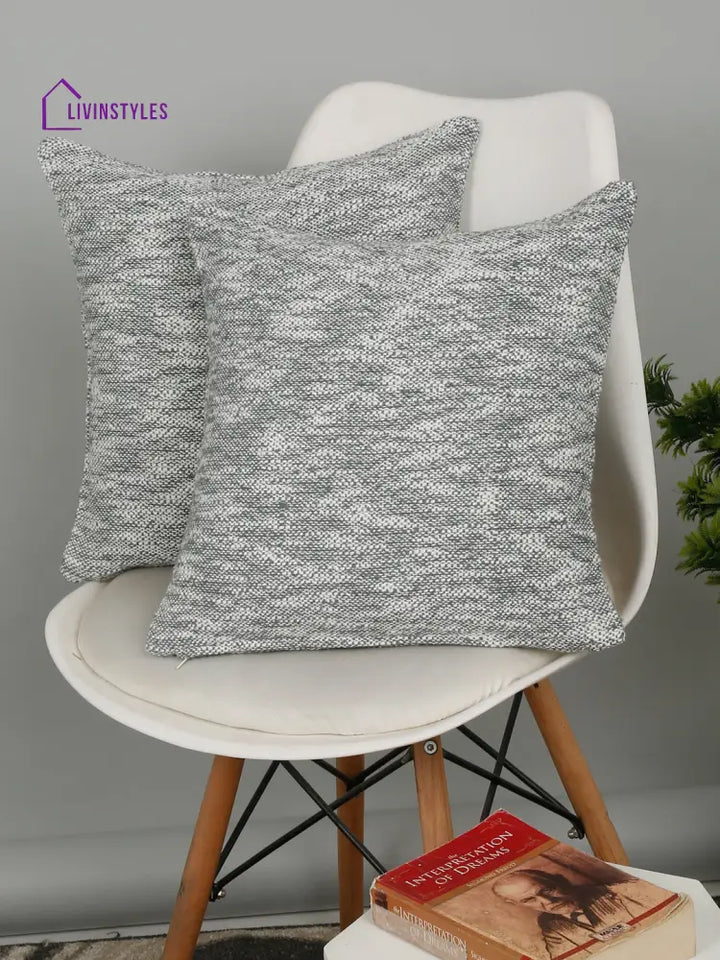 Eyda Grey Cotton Solid Cushion Cover Set Of 2