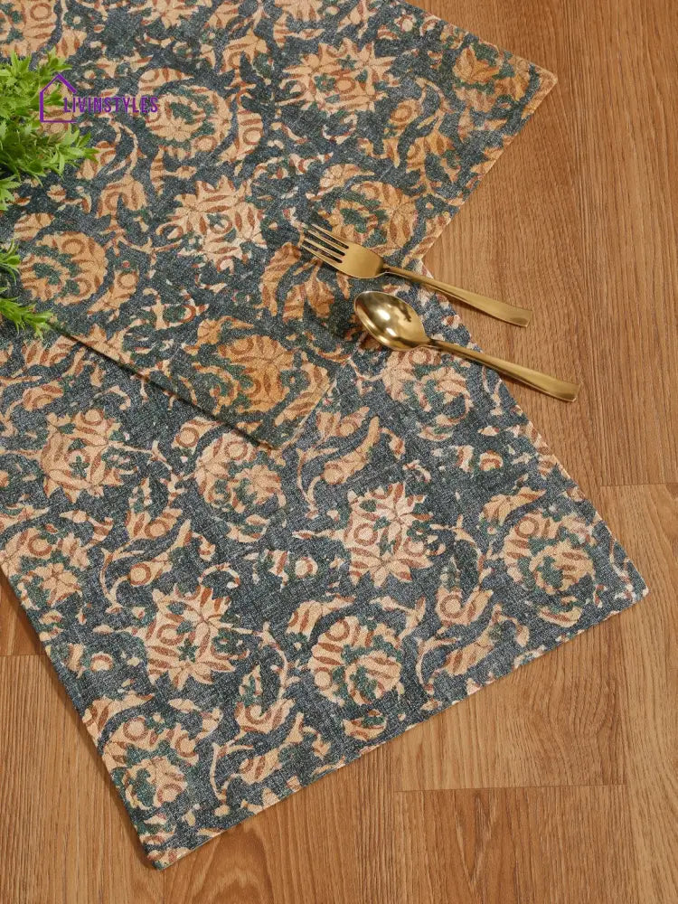 Eyda Hand Block Floral Printed Cotton Table Runner
