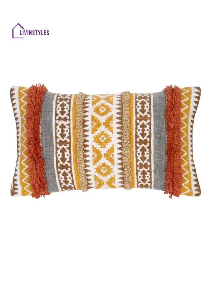 Eyda Hand Block Printed Cotton Cushion Covers Set Of 2 12X20 Inch