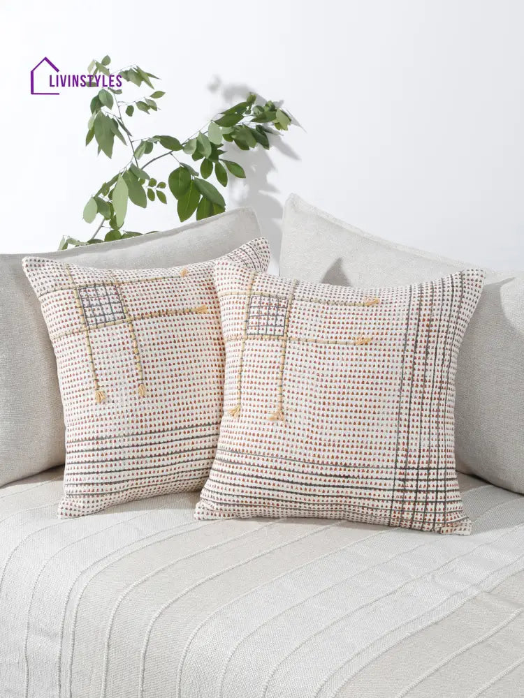 Eyda Hand Block Printed Cotton Sofa Cushion Covers Set Of 2 18X18 Inch