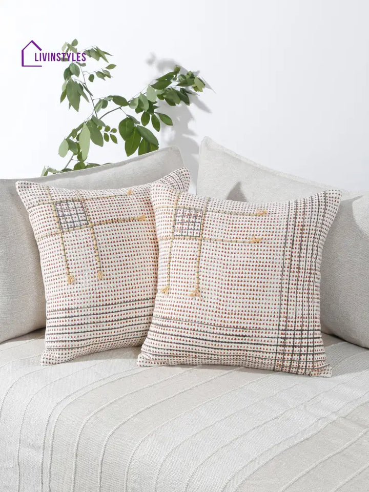 Eyda Hand Block Printed Cotton Sofa Cushion Covers Set Of 2 18X18 Inch