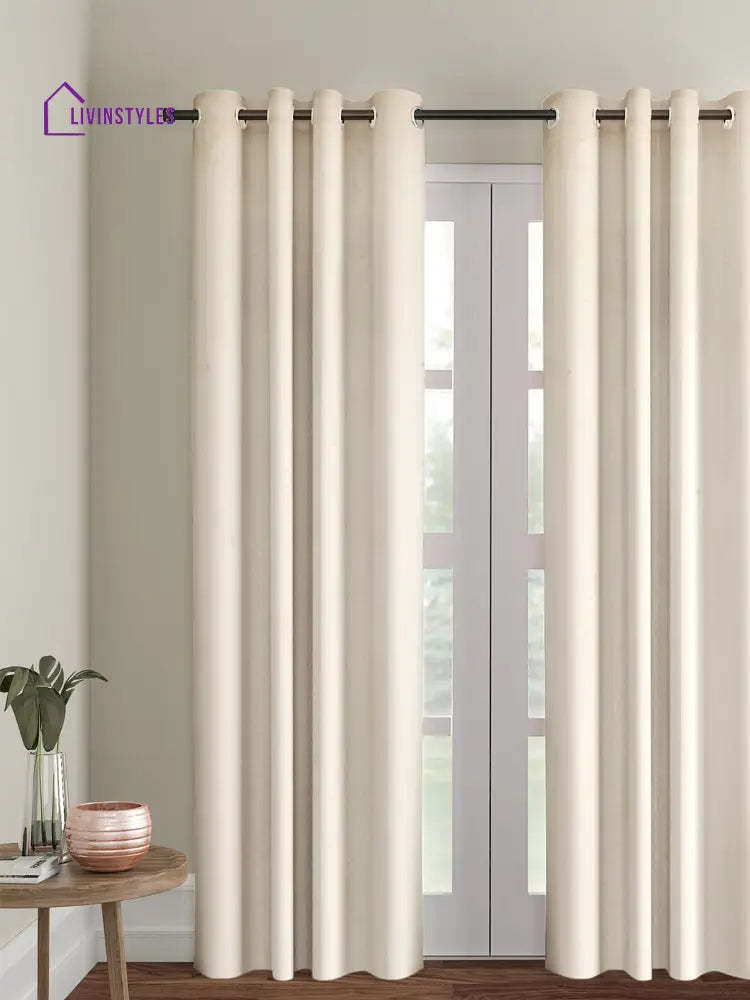 Eyda Ivory Color Premium Semi Blackout Long Door Curtain- 1 Pc