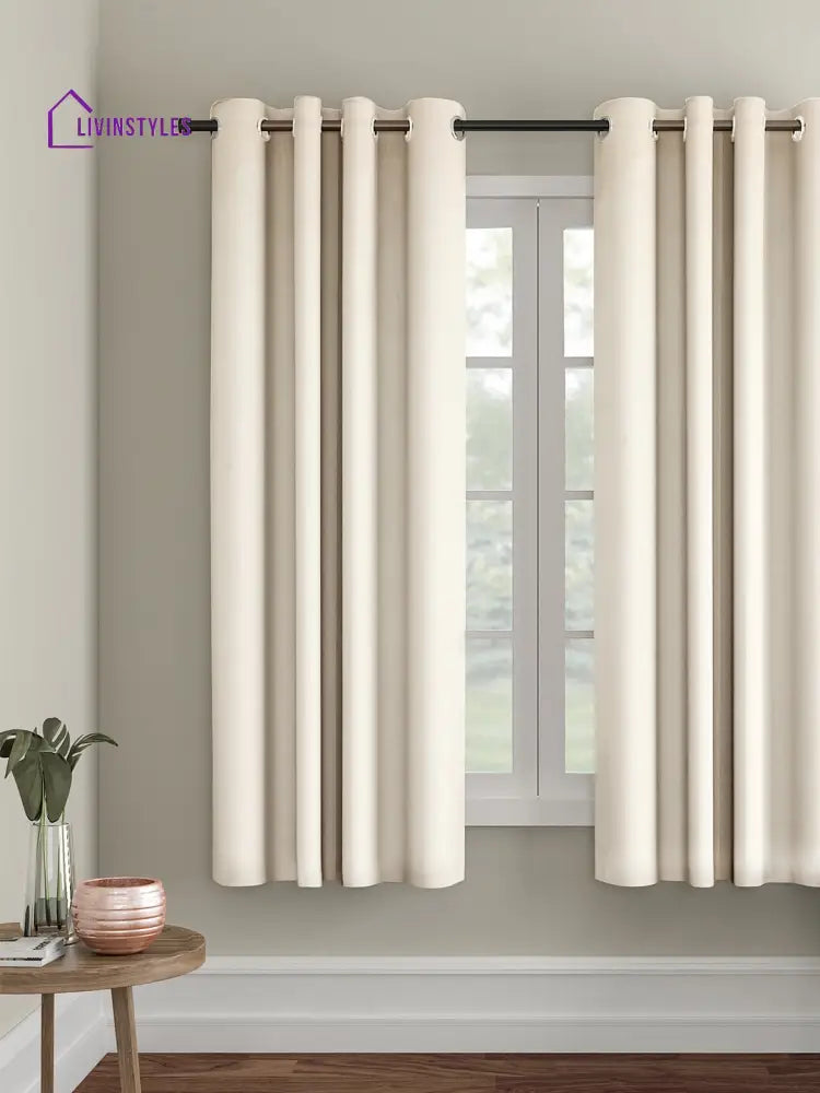 Eyda Ivory Color Premium Semi Blackout Window Curtain- 1 Pc