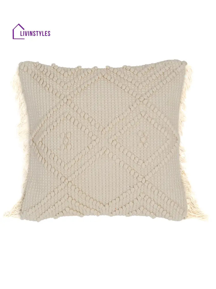 Eyda Ivory Cotton Hand Woven Cushion Cover Set Of 2
