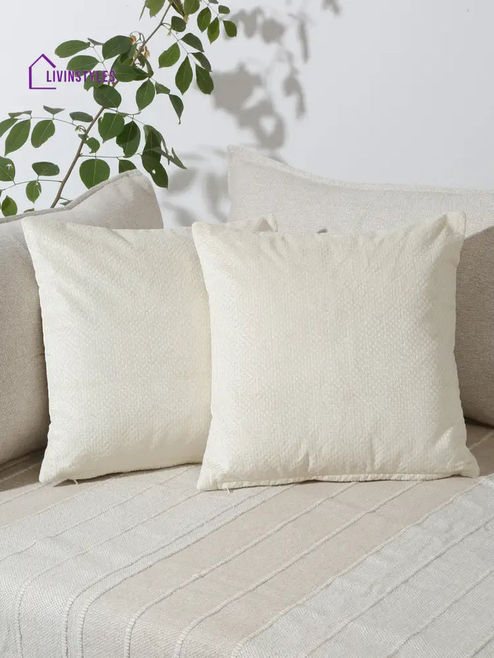 Eyda Ivory Velvet Cushion Covers Set Of 2
