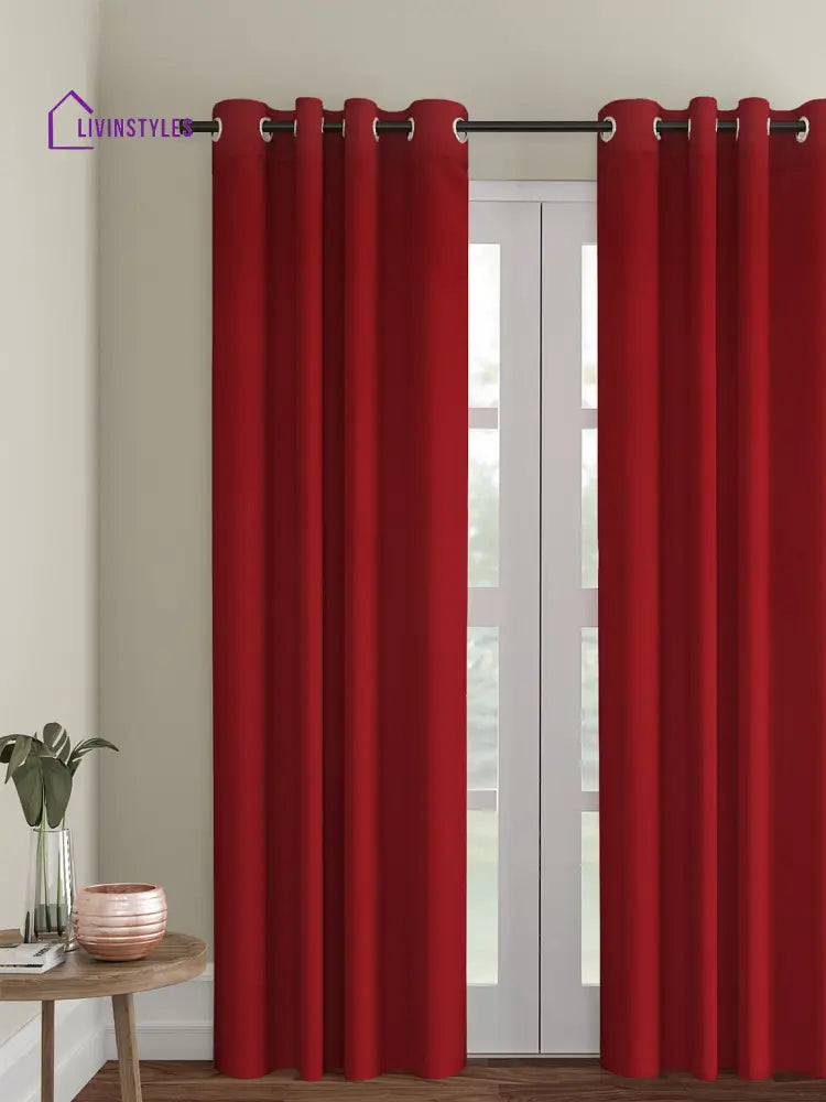 Eyda Maroon Color Premium Semi Blackout Door Curtain- 1 Pc