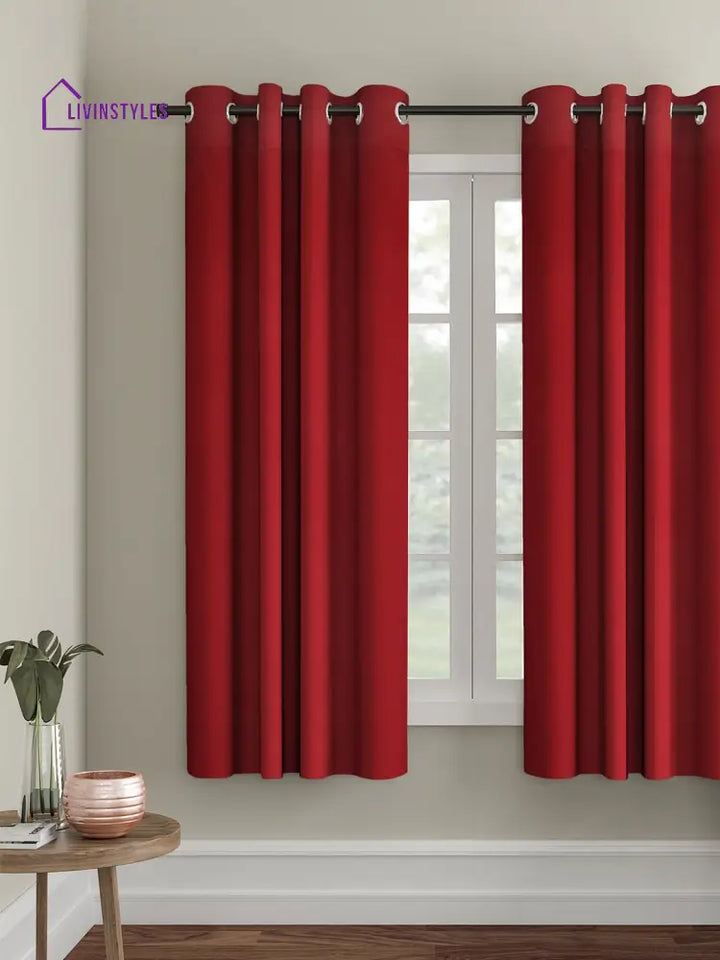 Eyda Maroon Color Premium Semi Blackout Window Curtain- 1 Pc