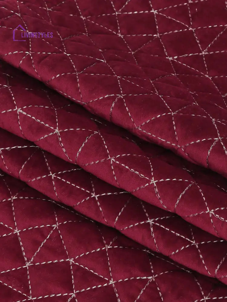 Eyda Maroon Color Quilted Table Runner