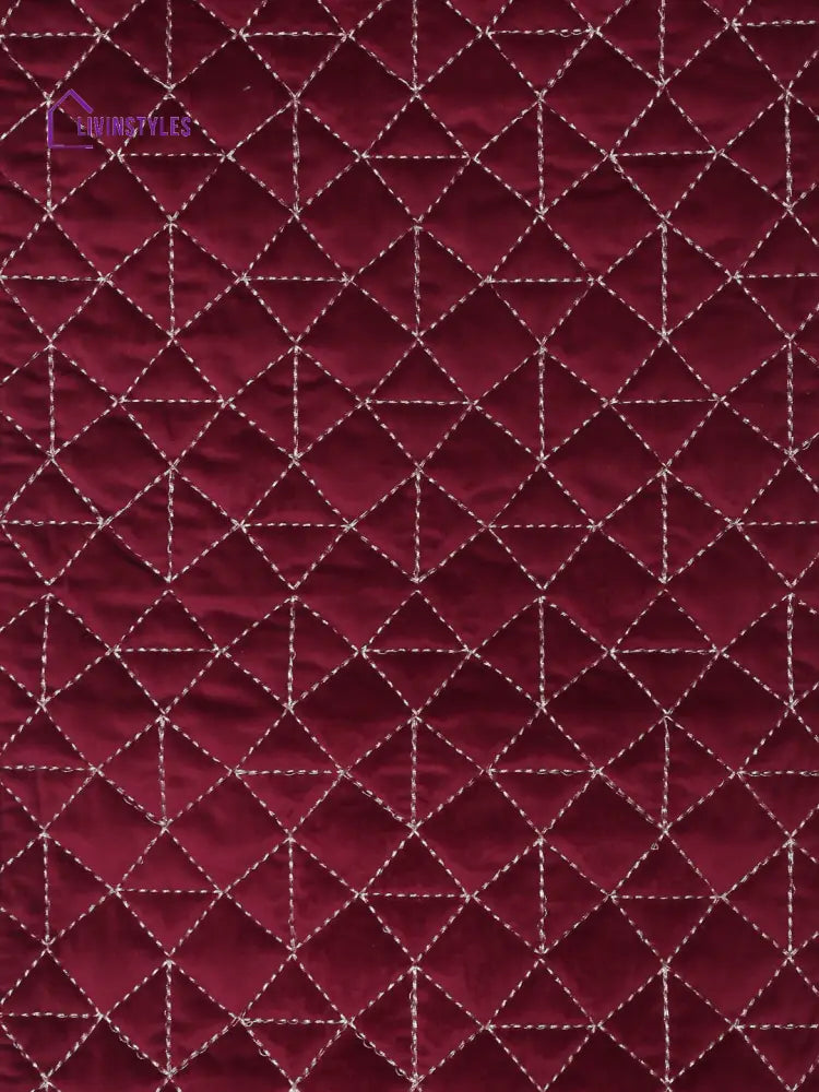 Eyda Maroon Color Quilted Table Runner