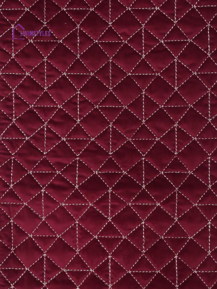 Eyda Maroon Color Quilted Table Runner