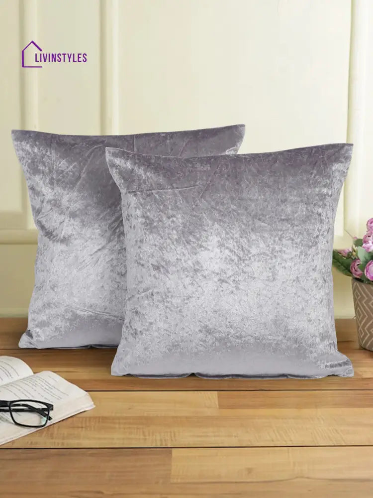 Eyda Mauve Velvet Solid Cushion Cover Set Of 2