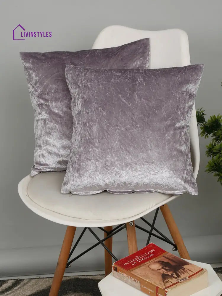 Eyda Mauve Velvet Solid Cushion Cover Set Of 2