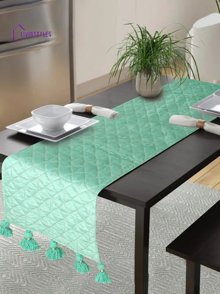 Eyda Mint Green Color Quilted Table Runner