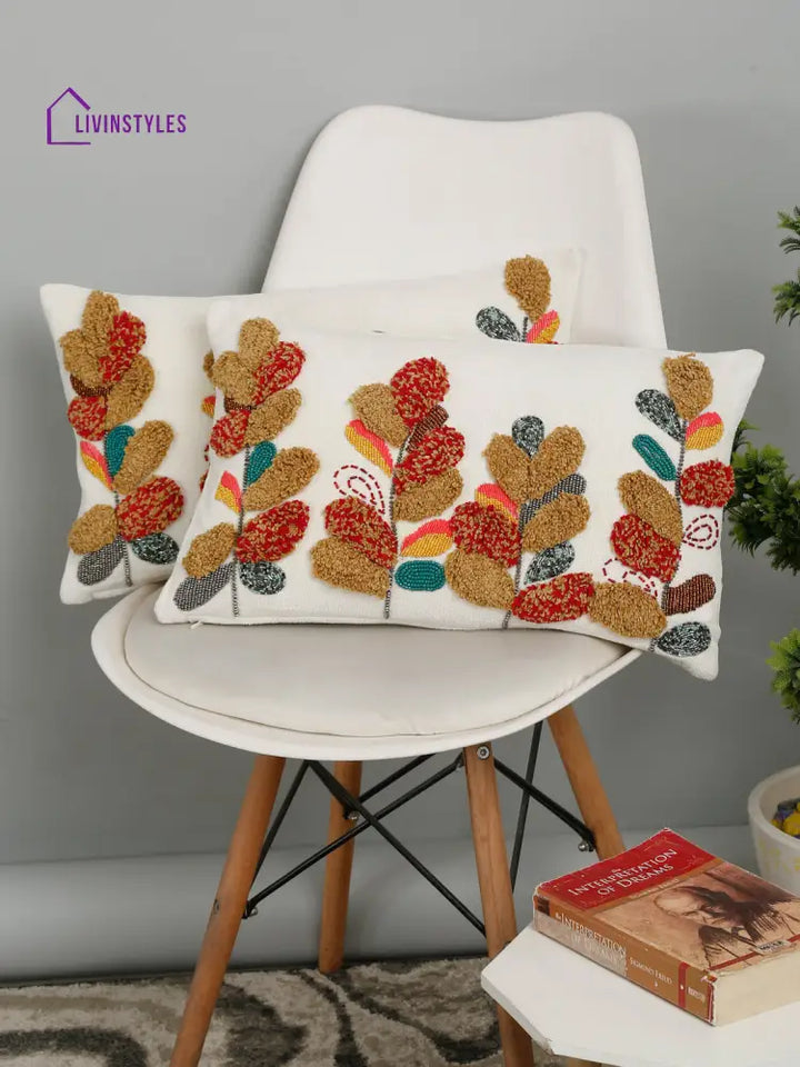 Eyda Multi Chenille Embroidered Cushion Cover Set Of 2