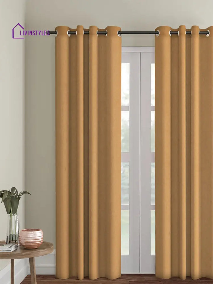 Eyda Mustard Color Premium Semi Blackout Long Door Curtain- 1 Pc