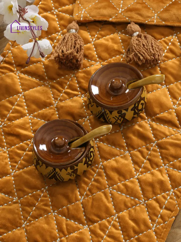 Eyda Mustard Color Quilted Table Runner