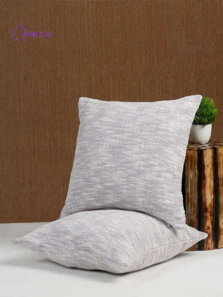 Eyda Natural Cotton Textured Cushion Cover Set Of 2