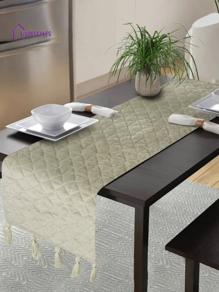 Eyda Off White Color Quilted Table Runner