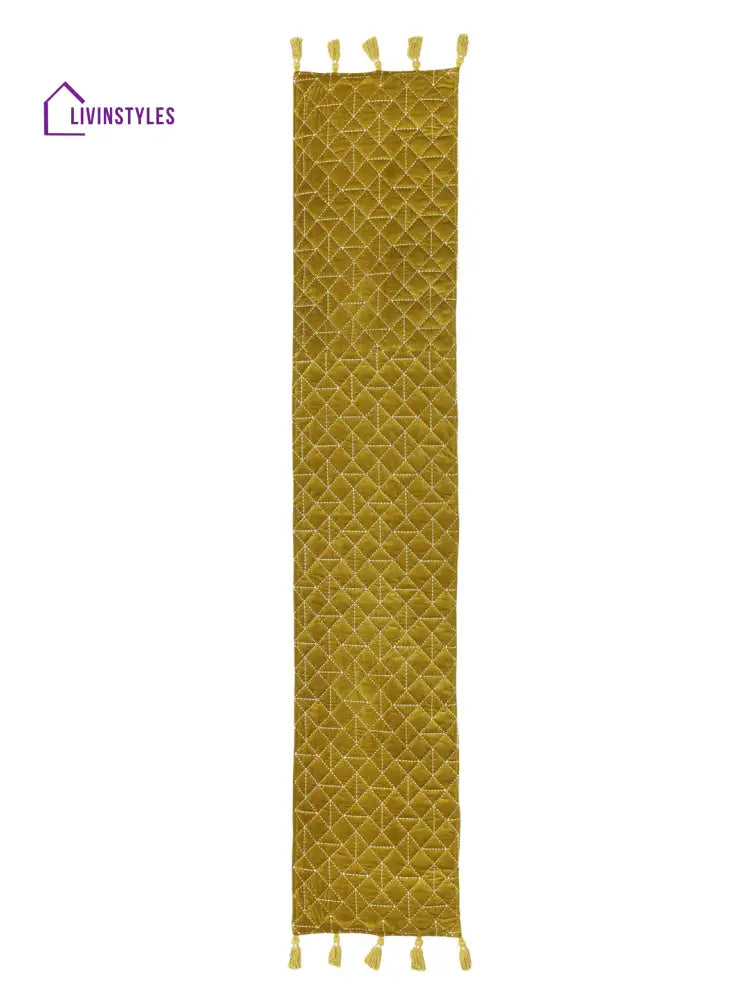 Eyda Olive Green Color Quilted Table Runner