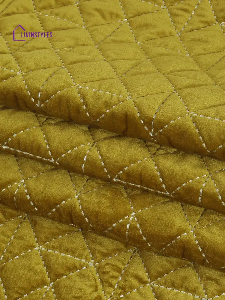 Eyda Olive Green Color Quilted Table Runner