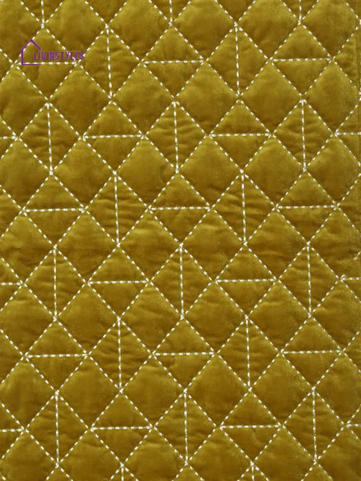 Eyda Olive Green Color Quilted Table Runner