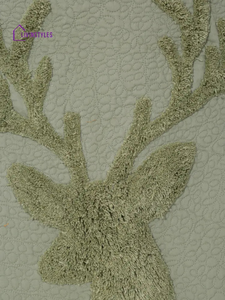 Eyda Olive Green Colored Cotton Tufted Table Runner